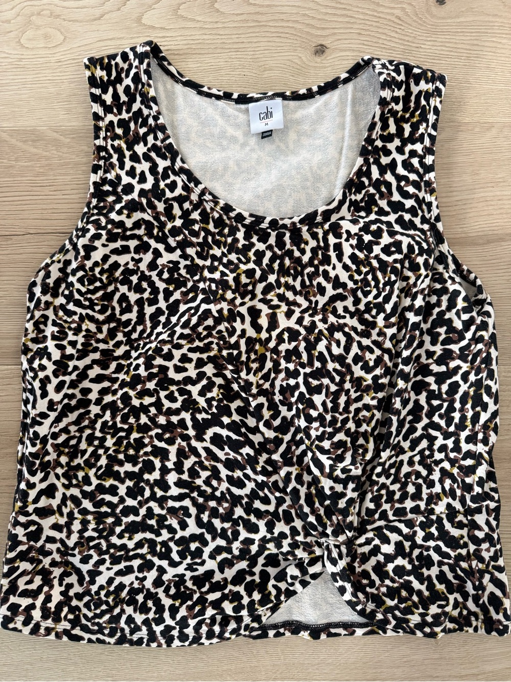 CAbi Leopard-Print Twist Tank Top - Black, Cream & Brown
